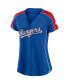 Фото #3 товара Women's Royal and Red Texas Rangers True Classic League Diva Pinstripe Raglan V-Neck T-shirt