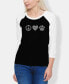 ფოტო #1 პროდუქტის Women's Raglan Peace Love Cats Word Art T-shirt