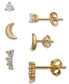 ფოტო #1 პროდუქტის 3-Pc. Set Cubic Zirconia Stud & Crawler Earrings in 18k Gold-Plated Sterling Silver, Created for Macy's