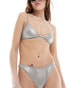 Weekday Reef glitter brazilian bikini bottom in silver