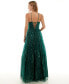 Фото #2 товара Juniors' Glitter-Tulle Lace-Up V-Neck Gown, Created for Macy's