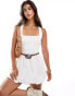 Фото #1 товара Stradivarius cross back detail mini dress in white