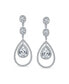 Art Deco Style Wedding Clear AAA Cubic Zirconia Double Halo Large Teardrop CZ Statement Dangle Chandelier Earrings For Women Pageant Bridal Party