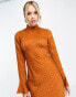 Фото #6 товара ASOS DESIGN high neck maxi dress with flared cuff in rust spot