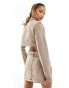 Simmi denim cropped jacket co-ord with pocket detail in light wash sand