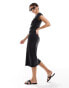 Фото #1 товара Mango short sleeve jersey midi dress in black