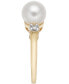 Фото #4 товара Кольцо Macy's Freshwater Pearl & Diamond Gold