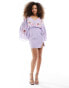 Maya embellished mini dress with batwing in lilac