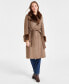 ფოტო #1 პროდუქტის Women's Faux-Fur-Trim Belted Wrap Coat