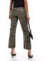 Фото #2 товара Mango leopard print straight leg jeans in brown