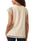 Petite Round-Neck Drop-Shoulder Lace Top