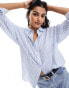 Stradivarius relaxed fit linen look shirt in blue