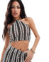 Extro & Vert halterneck crop top co-ord in mono