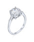 ფოტო #4 პროდუქტის Classic Timeless Simple 3CT Round CZ Brilliant Cut Round Solitaire Engagement Ring For Women Baguette Side Stones Thin Band Sterling Silver