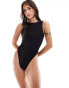 ASOS DESIGN high neck swimsuit in black