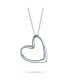 Фото #1 товара Floating Open Heart Pendant Necklace For Women For Sterling Silver With Chain