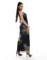 Фото #4 товара ASOS DESIGN mesh keyhole maxi dress in abstract animal and floral print