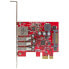 StarTech.com 3-Port PCI Express USB 3.0 Card + Gigabit Ethernet - Internal - Wired - PCI Express - Ethernet - 5000 Mbit/s - Metallic - Red