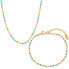 Фото #1 товара Playful gold-plated jewelry set with beads (necklace, bracelet)