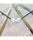 Contemporary Square Clear Dining Tempered Glass Table With Gold Finish Stainless Steel Legs