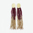 INK + ALLOY Mae Oval Brass Post 2-Color Beaded Tassel Earrings Red