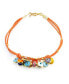 ფოტო #4 პროდუქტის Boho Leather Orange Turkish Dangle Multi Color Evil Eye Charm Bracelet For Women Yellow Gold Plated Sterling Silver Adjustable