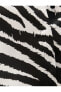 Zebra Desenli Saten Crop Gömlek Uzun Kollu