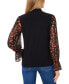 Women's Sheer Floral Long-Sleeve Mock Neck Top