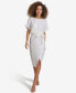 ფოტო #1 პროდუქტის Women's Sequined Mesh Dolman-Sleeve Belted Dress