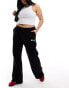 Kaiia Plus wide leg joggers in black