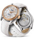 ფოტო #2 პროდუქტის Women's Swiss Automatic Ballade Powermatic 80 COSC White Leather Strap Watch 32mm