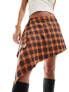 Фото #9 товара COLLUSION check mini skirt with raw hem in orange