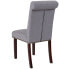 Hercules Series Light Gray Fabric Parsons Chair With Rolled Back, Accent Nail Trim And Walnut Finish