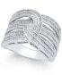 ფოტო #1 პროდუქტის Diamond Baguette Interwoven Statement Ring (1 ct. t.w.) in Sterling Silver (Also available in Gold-Plated Silver or Rose Gold-Plated Sterling Silver)