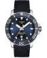 ფოტო #1 პროდუქტის Men's Swiss Automatic T-Sport Seastar 1000 Powermatic 80 Silicium Blue Fabric Strap Diver Watch 43mm