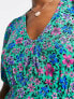 Фото #2 товара New Look puff sleeve side split midi dress in green floral
