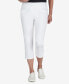 ფოტო #1 პროდუქტის Plus Size Essentials Solid Pull-On Capri Pants with Detailed Split Hem