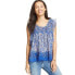 Фото #1 товара Jessica Simpson Women's Printed Flutter Sleeve Blouse Blue Size XS