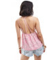 Фото #4 товара ONLY strappy top with bandana print in light pink