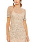 Фото #2 товара Women's High Neck Short Sleeve Sequin Embellished Gown