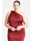 Plus Size Ruched One Shoulder Dress