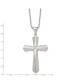 Brushed and CZ Cross Pendant Ball Chain Necklace