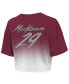 Women's Threads Nathan MacKinnon Burgundy Colorado Avalanche 2022 Stanley Cup Champions Dip Dye Boxy Crop T-shirt