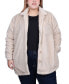 Фото #1 товара Plus Size Long Sleeve Button Front Sherpa Jacket