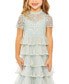 Фото #3 товара Little Girls High Neck Embroidered Short Sleeve Midi Dress