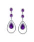 ფოტო #3 პროდუქტის Art Deco Style Wedding Simulated Purple Amethyst AAA Cubic Zirconia Double Halo Large Teardrop CZ Statement Dangle Chandelier Earrings For Women Bridal Party Silver Plated