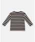 Big Boys Striped Rib T-Shirt Navy