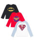 Justice League Batman Superman Wonder Woman Girls 3 Pack Long Sleeve T-Shirts Toddler Child