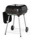 38'' Steel Charcoal Grill with Portable Wheel, Side Tray and Lower Shelf for Outdoor BBQ for Garden, Backyard, Poolside