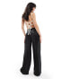 SNDYS satin wide leg trouser co-ord in black